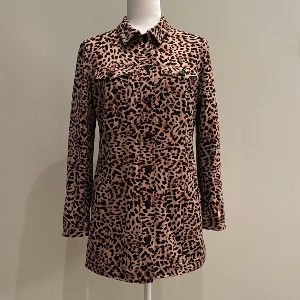 Chico’s Cheetah Print Button Front Shirt Jacket